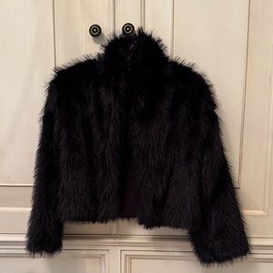 Splendid Chic Black Faux Fur Jacket, very fluffy, like new